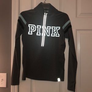 Gray reflective crew neck PINK sweatshirt